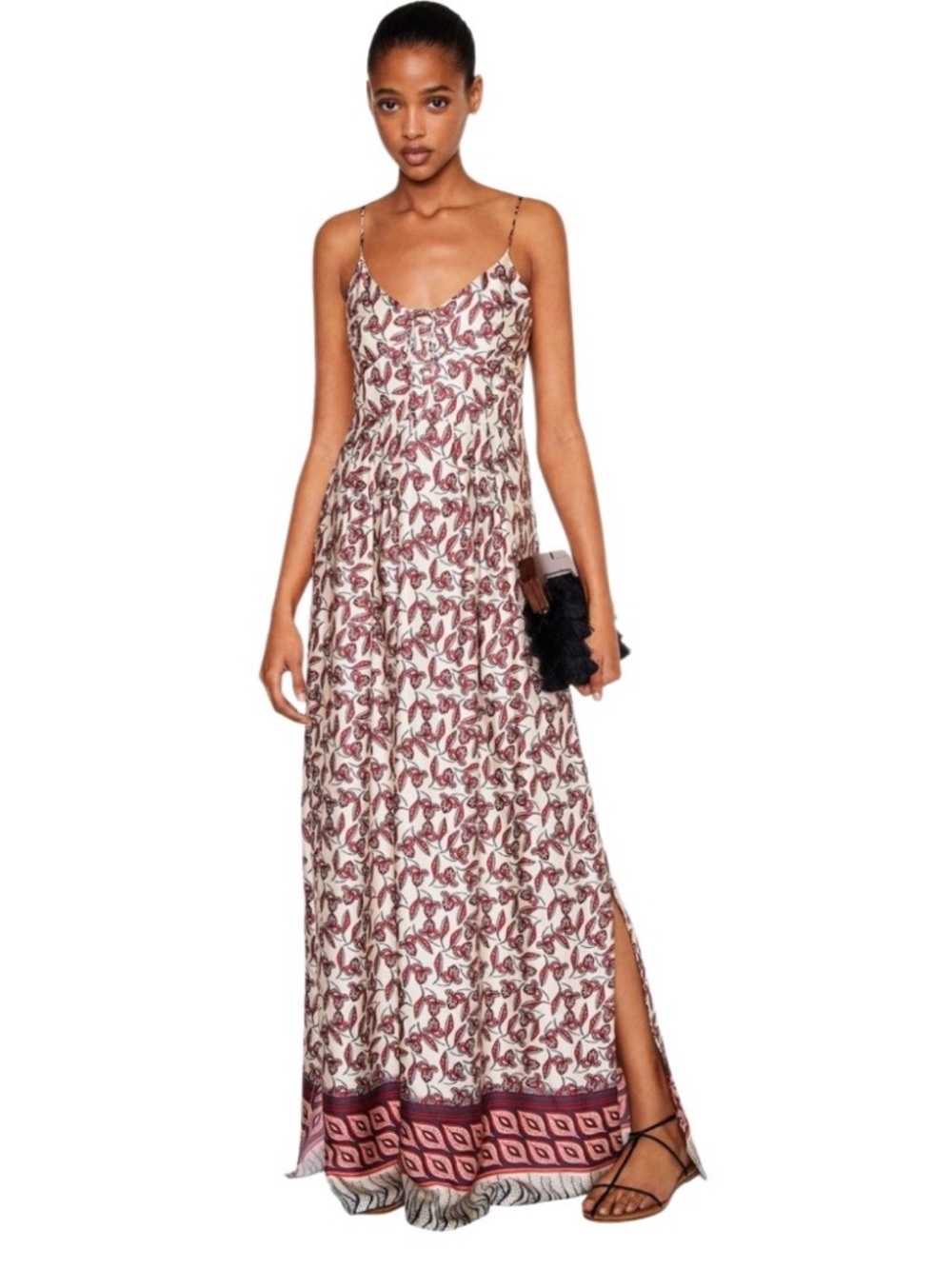 Mango MNG Casual Maxi Dress
Boho Floral Tie Front, Side Slits
Strappy‎ Size 4